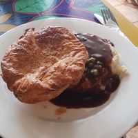 Pie with mash, peas and gravy at Funky Pies in Bondi Beach