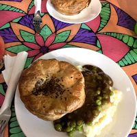 Funky chunky is my favourite with mash, peas and gravy  at Funky Pies in Bondi Beach