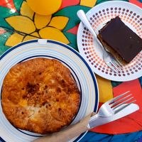 Thai curry pie, caramel slice at Funky Pies in Bondi Beach