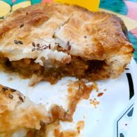 Cross section of funky chunky pie at Funky Pies in Bondi Beach