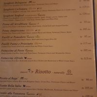 Menu  at Bella Italia in Kuta