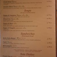 Menu  at Bella Italia in Kuta