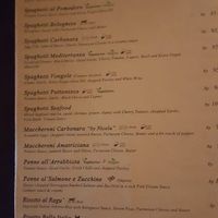 Menu  at Bella Italia in Kuta