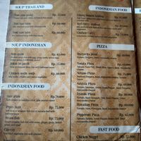 Menu at Dive Bar in Gerokgak