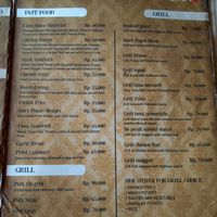 Menu at Dive Bar in Gerokgak