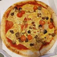 "cheese" tastes like melted plastic :( at Pizza Marija in Ljubljana