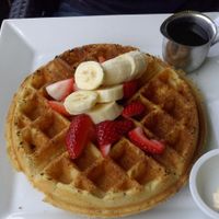 waffle platter at Real Food Daily in West Hollywood