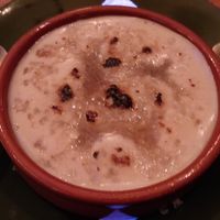 Vegan creme brulee, using soy milk. This one was weird. Tastes ok but isn't really like creme brulee. More like a small sweet porridge. at OR2K in Kathmandu