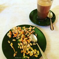 Peanut Sadheko and chai  at OR2K in Kathmandu