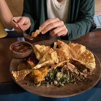 Pappadam and curry  at Chill Cafe in Ella