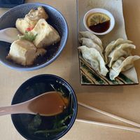 Agedashi tofu and steamed gyoza   at The Jitsu in Dunedin