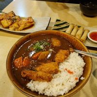 Vegan meat katsu curry, spring rolls, tofu pirikara at The Jitsu in Dunedin