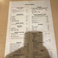 Vegan menu  at The Jitsu in Dunedin