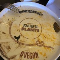 Special plates 😊 and I forgot to take the picture before I plowed in at Breakfast Republic in Irvine