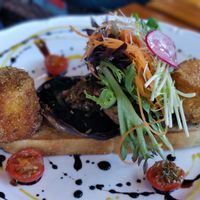 Mushrooms and polenta at Alkalizer in Campbelltown