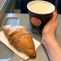 Abricot croissant & latte machiato with soy milk at Caffe Spettacolo in Lausanne