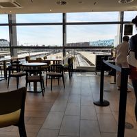 View of the trains at Caffe Spettacolo - RailCity in Basel