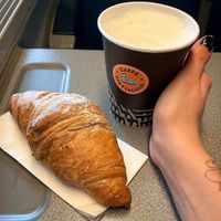 Abricot croissant & latte machiato with soy milk at Caffe Spettacolo in Luzern