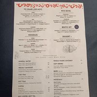 Menu at Kuu Bali in Sanur