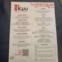 Menu at Kuu Bali in Sanur