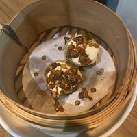 Umami dumplings with chili crunch  at Akiba in Canberra