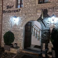 Outside at night at Antigoni in Berat