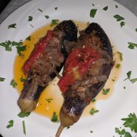Stuffed eggplant at Antigoni in Berat