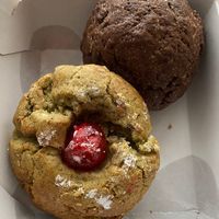 Pistachio and Choco Praline cookies. These were too die for. Especially when they are still warm! at Dolce Capriccio Pasticceria in Oviedo