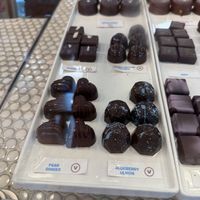 Dedicated vegan section of truffles  at Grocer's Daughter Chocolate in Empire