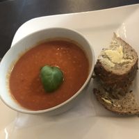 Indian tomato soup with coconut  at Cafe Aura in Bergen