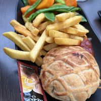 Beetroot Wellington, with fresh veggies and swapped potatoes for chips   at The Beech Tree in Glasgow
