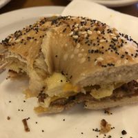 Everything bagel, soy sausage,FYH cheese, Just egg at Tiny's Coffee - South East in Portland