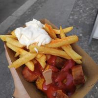 Vegan currywurst with vegan mayo at Curry 61 in Berlin