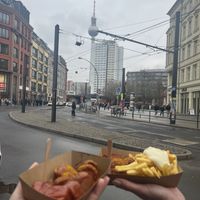 Vegan currywurst  and vegan currywurst with chips and vegan mayo  at Curry 61 in Berlin