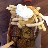 Vegane currywurst mit pommes  at Curry 61 in Berlin