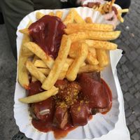 Vegan Currywurst with Fries  at Curry 61 in Berlin