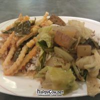 2 item combo plate.  very spicy! at Shine Tong - Vegetarian Food Booth in Bangkok