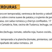 Carta de verduras de la huertaa  at Los Toneles in Unquera