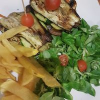 Cachopo? Grilled vegetables... at Los Toneles in Unquera