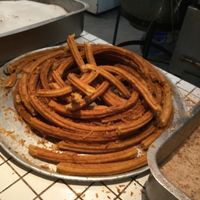 Churros fresh out of the fryer at Churrería El Moro in Mexico City