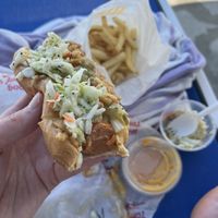 The slaw on the dog just made it that much better    at Hot Dog Tommy's in Cape May