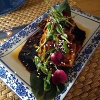 Teriyaki tofu at Roots Experience in Lisbon