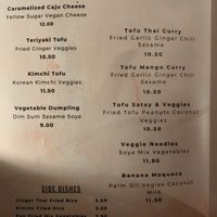separate vegan menu  at Roots Experience in Lisbon