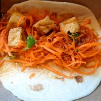 Veganized Mongo taco with tofu at the VegFest. at Balance Pan-Asian Grille in Cleveland