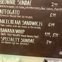 The banana whip on the board at Nicecream in Arlington