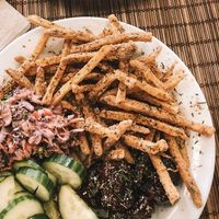Jerk bites, coleslaw & fries at Earth's Kitchen  in Birmingham