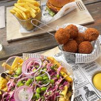 vegan burger, bitterballen & kapsalon  at Grenswerk in Venlo