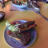 Tosti met onder andere vegan kip kaas rode kool   at Grenswerk in Venlo