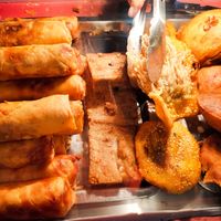 Carrot cake and spring roll at Xing Hua Vegetarian 兴化美食 - Albert Mall in Central Singapore