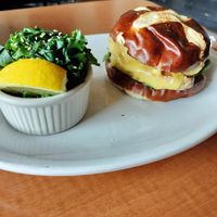 Kale, chicken sandwich at Native Foods in West Los Angeles